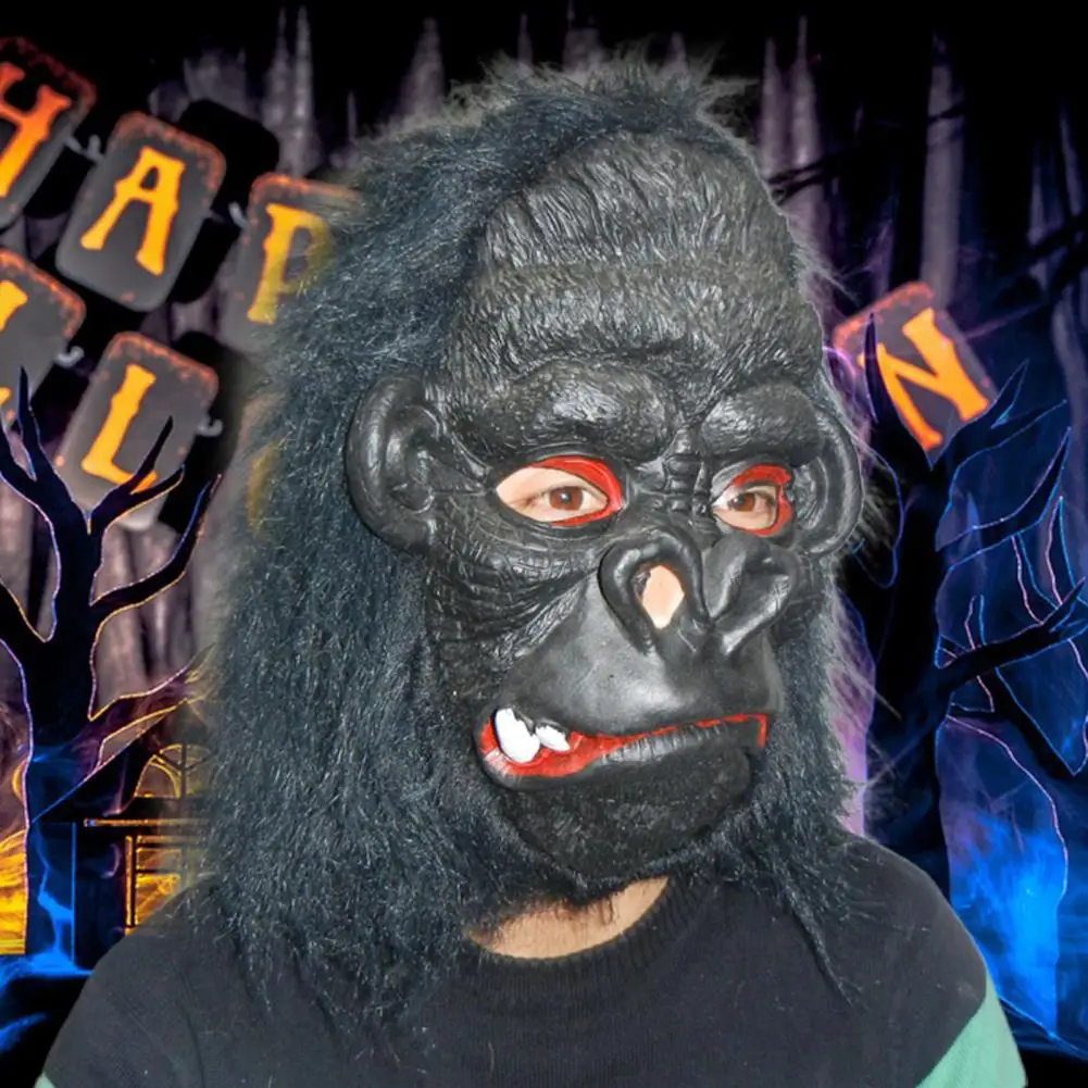 Halloween Monkey Head Maks Horrible Realistic Role Play Props 3D King Kong Gorilla Horror Animals Full Head Rubber Masks Cover