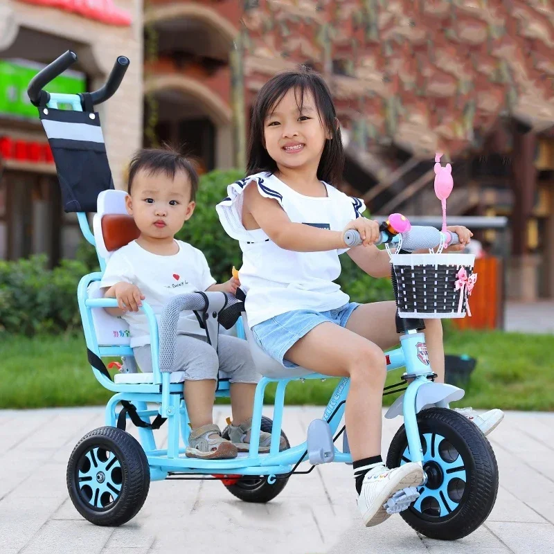 Baby Twin Stroller – Double Tricycle Bicycle for 0-6 Years, Lightweight and Versatile Pram for Infants and Toddlers