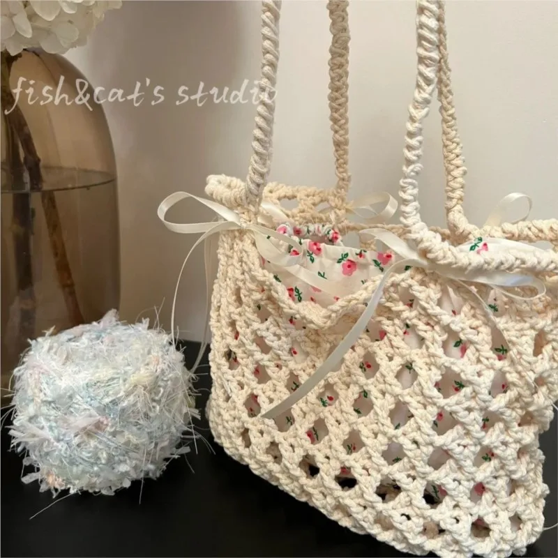 JIAERDI Fairycore Floral Straw Bag Purse Women Summer Holiday Large Capacity Woven Handbag Ladies Retro Cute Beach Bag Aesthetic