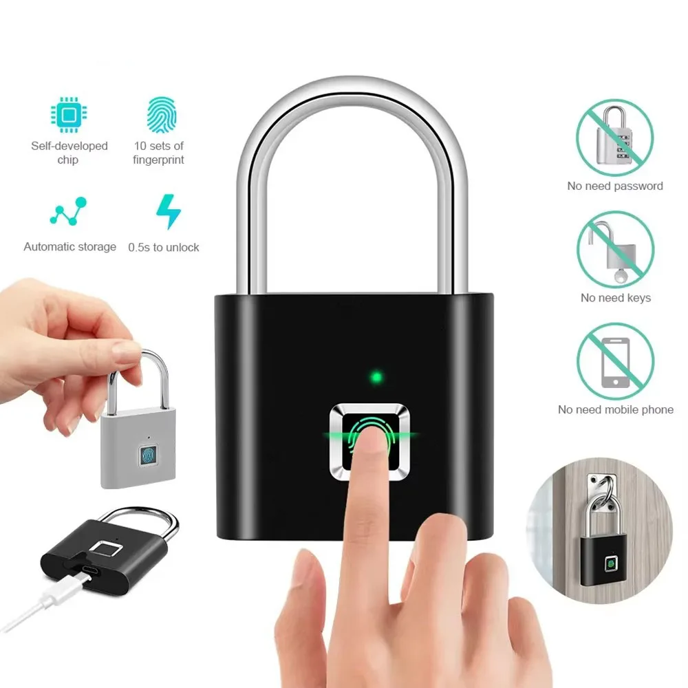 TTLock Bluetooth APP Сильный умный замок с отпечатком пальца Мини-сумка без ключа Aleax Google Home Электронный дверной замок IP67 Открытый