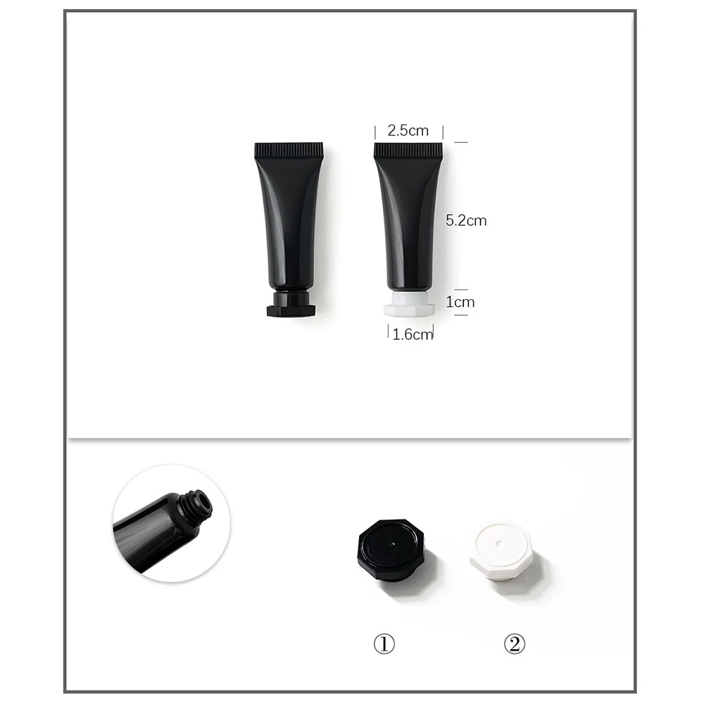 5g Black Plastic Refillable Cosmetics Squeeze Bottle 5ml Eye Cream Lotion Travel Package Soft Tube Empty Essence Container