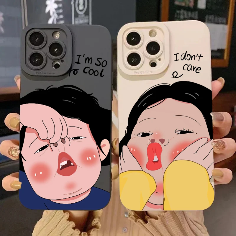 Funny Boy Cute Girl Couple Case For Samsung Galaxy S23 Ultra S22 Plus S21 FE A14 A34 A54 A33 A53 A32 A52s A72 A55 Silicone Cover