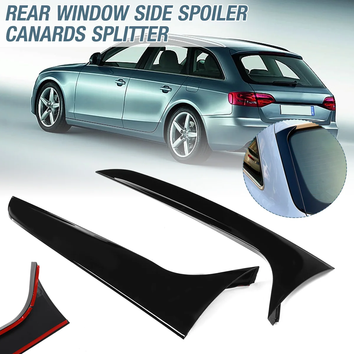 

2 шт. для Audi A4 B8 Allroad Avant 2009-2016 задний оконный боковой спойлер крыло спойлер Canards Splitter глянцевый черный Стайлинг автомобиля