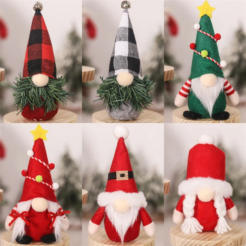 1 pçs boneca sem rosto chapéu de malha gnome boneca natal feliz natal decorações para casa anão rudolph boneca presentes de ano novo