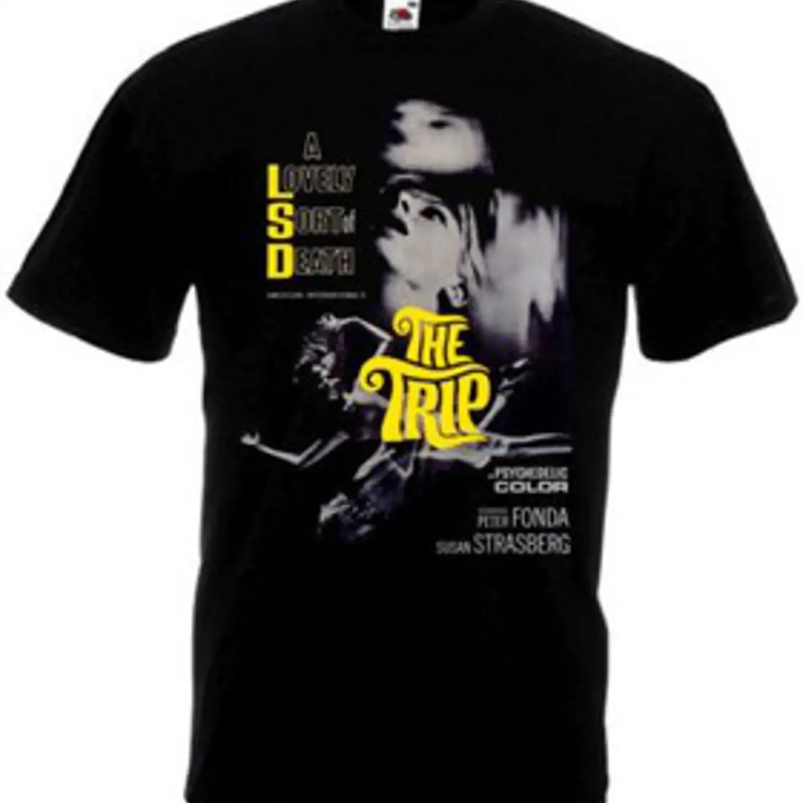 Camiseta Póster Película THE TRIP Negra Todas las Tallas vintage Washed Top For Everyday Wear Versatile Unisex Breathable