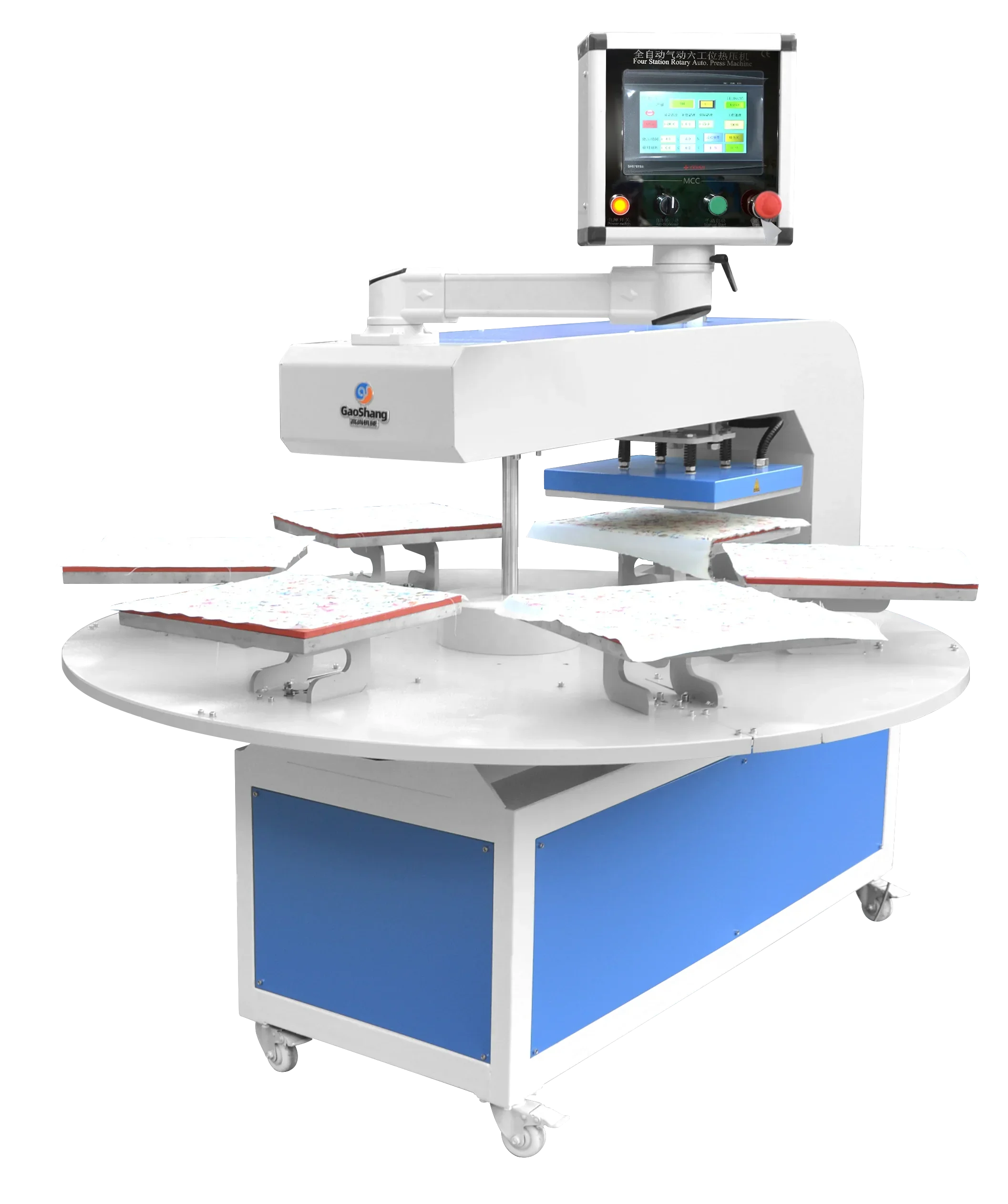 Multi-functional transfer iron film carousel automatic 6 tables dye sublimation sportswear logo heat press machine