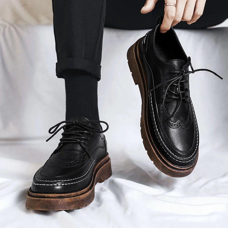 

Men's Spring Leisure Business Shoes British Style Low Help Sports Retro Soft Bottom Large Head Trendy Shoes Comfortable Casua...