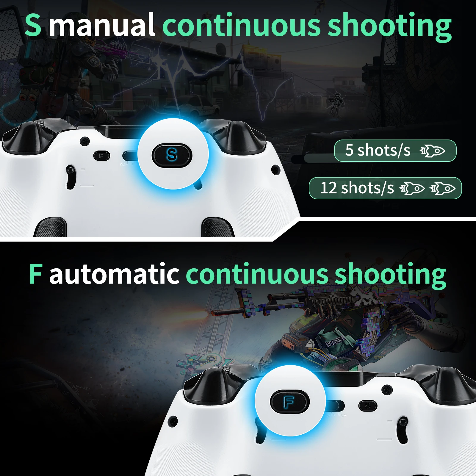 وحدة تحكم ألعاب Hall لأجهزة الكمبيوتر/PS3/Switch/Android/iOS مع شاشة عرض، أعواد القاعة/الزنادات، أزرار خلفية، 5 مستويات Vib، عيار كامل