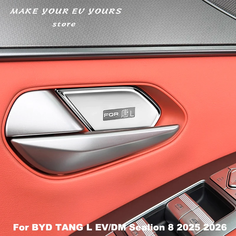 

Для BYD TANG L EV/DM Sealion 8 2025 2026, наклейки на внутреннюю дверь автомобиля, наклейки на дверную ручку из нержавеющей стали, декоративная отделка, аксессуары