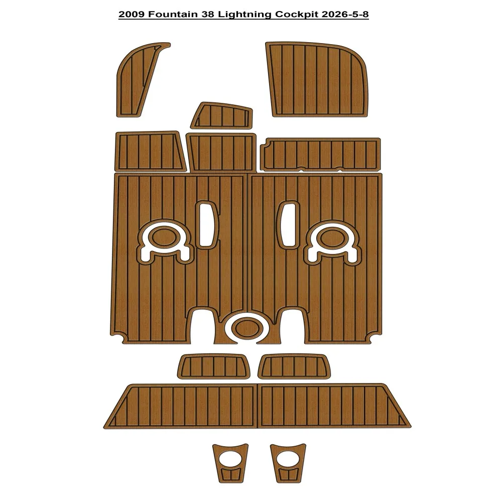 

2009 Fountain 38 Lightning Cockpit Pad Boat EVA Foam Faux Teak Deck Floor Mat SeaDek Style Self Adhesive