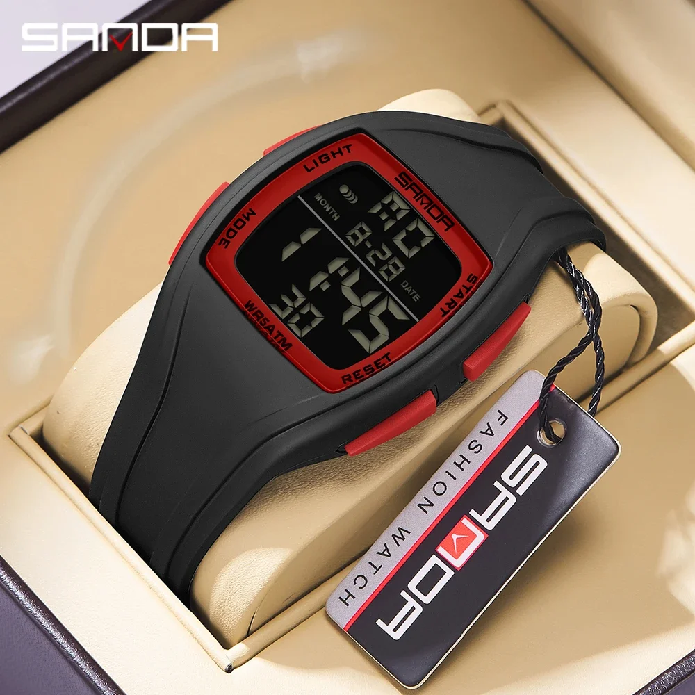 2023 New Model Sanda 9054 Multiple Function Barrel Shape Waterproof Electronic Movement Outdoor Sports Teenagers Wrist Watch