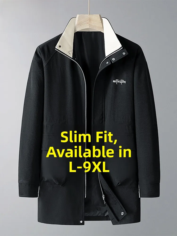 

Mo Cha Trendy Brand Oversized Mid-Length Men's Jaet Spring Autumn Casual Outerwear Polyester Fiber Warmth-Bearing Zipper Cl...