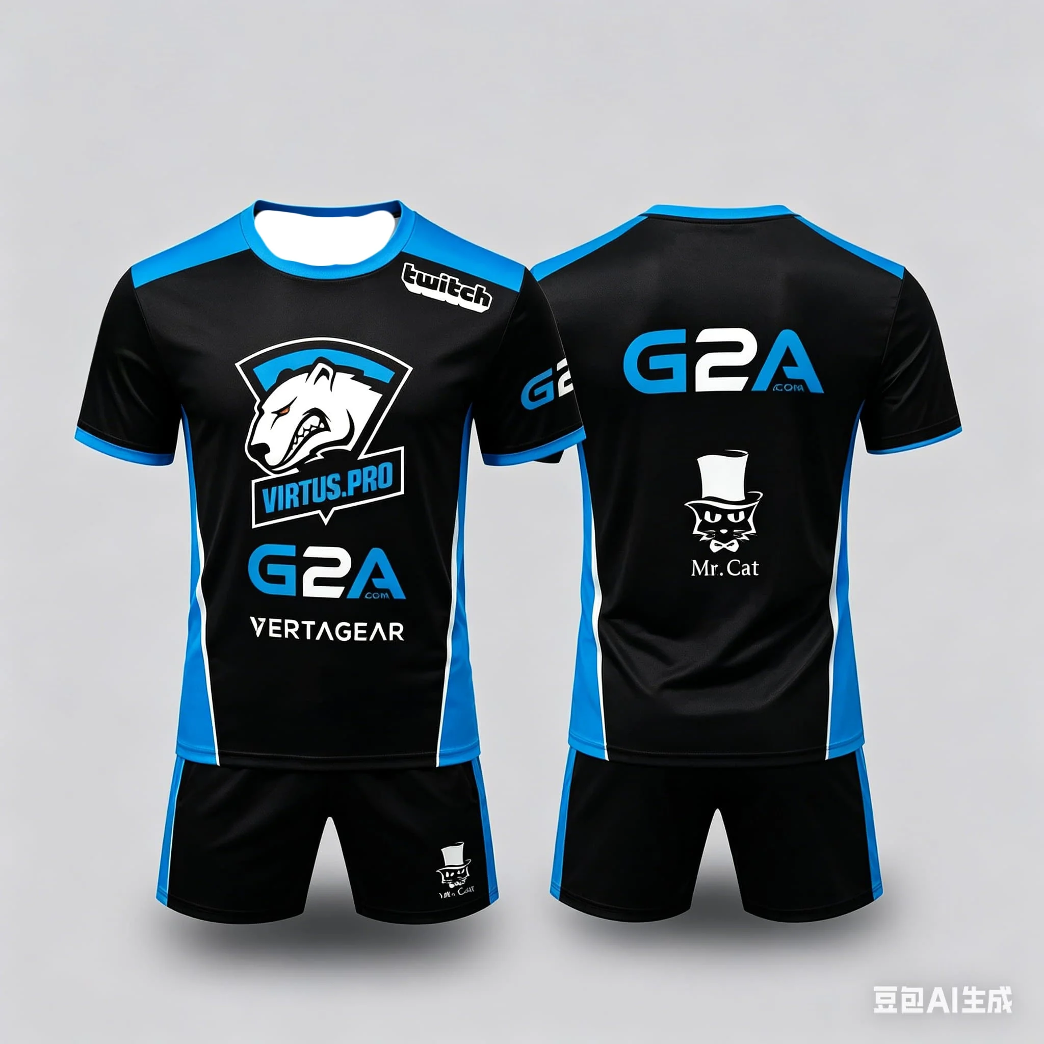 Virtus.Pro Esports Club Uniforms Summer Outdoor Men's Sport Breathable T-Shirt Set Loose Daily Casual Round Neck Clothes view 2