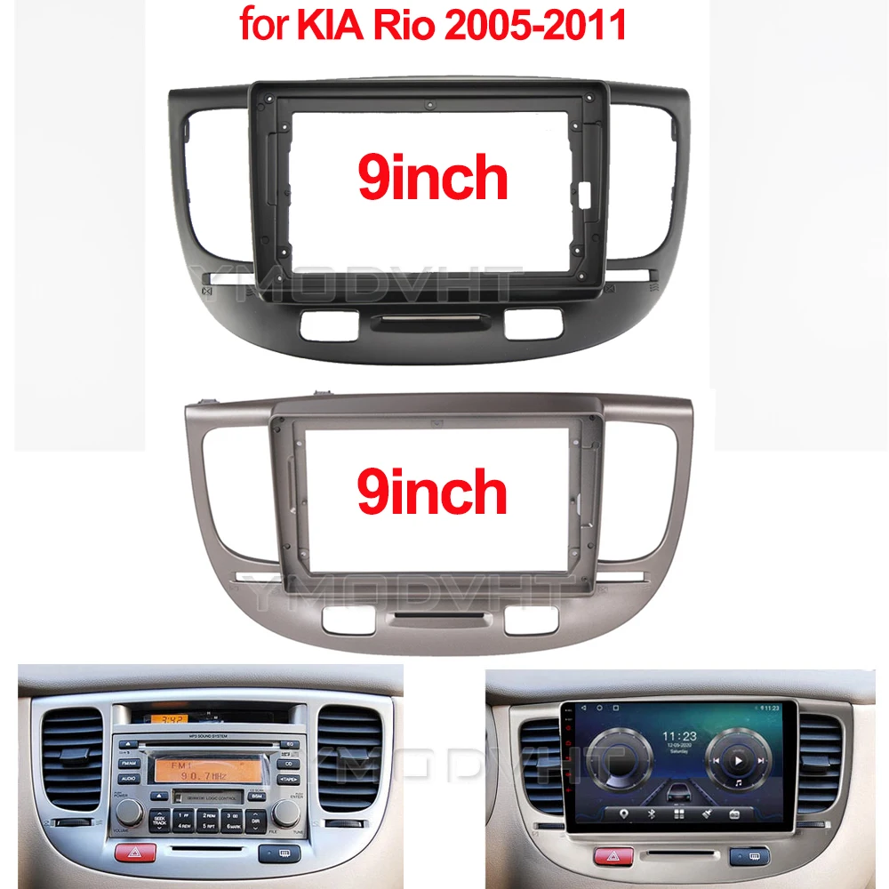 

9-дюймовый автомобильный радиоприемник для KIA Rio 2005-2011 DVD стерео комплект отделки приборной панели рамка панель GPS-навигация установка безель