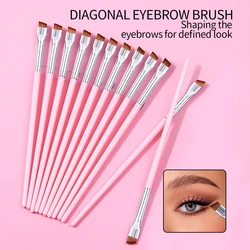 12PCS ultra-thin blade eyeliner brush, multi-functional slim sleeper brush Flat eyebrow brush Oblique eyebrow cream brush Portab