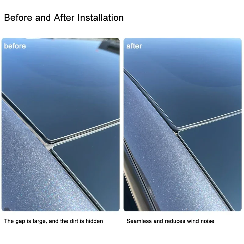 Picture 6: For Tesla Model 3 Y Sunroof Elastic Band Rubber Seal Strip Wind Noise Reduction Waterproof Prevent Gap Dirt Sediment Build Up