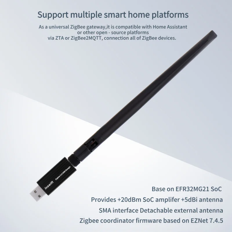 Zigbee USB Dongle Wireless Zigbee Gateway Adapter Compatible with Zigbee2MQTT ZHA Home Assistant for Smart Home Automation Syste