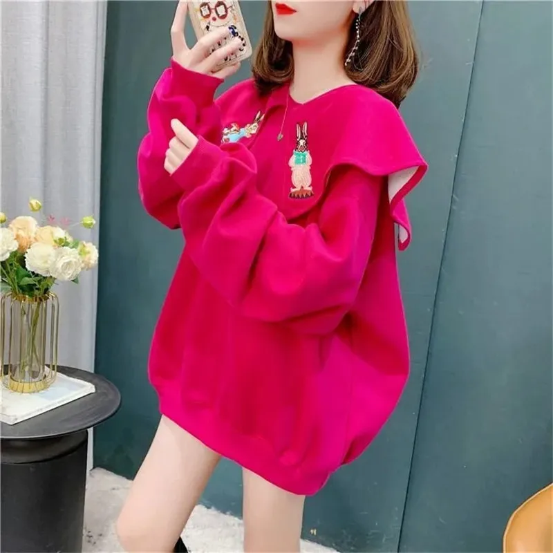 Navy Collar Spring Autumn Thin Sweater Hoodie Fashion Design   Ladies Jacket Pullover 2023 New Korean Coat Outerwear Female Tops