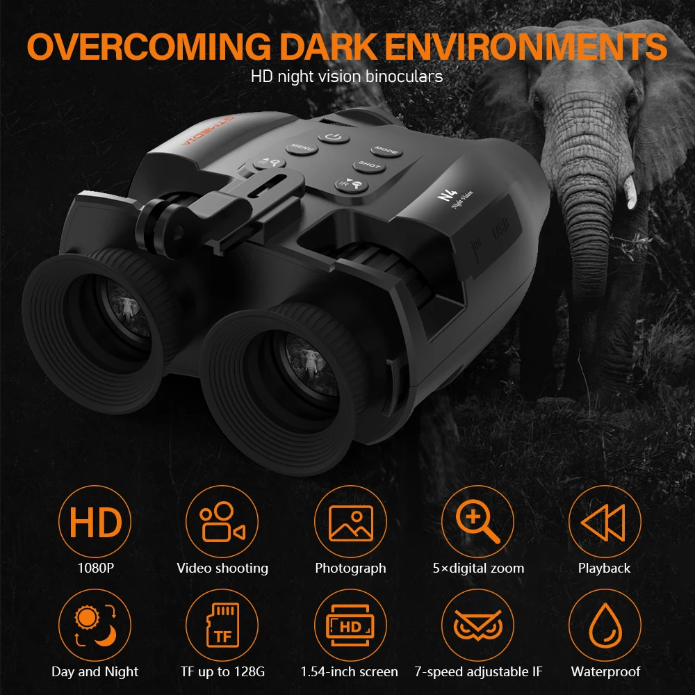 Night Vision Goggles Head Mounted USB Rechargeable Hands Free Infrared Night Vision Binoculars with Head Strap 5X Digital Zoom