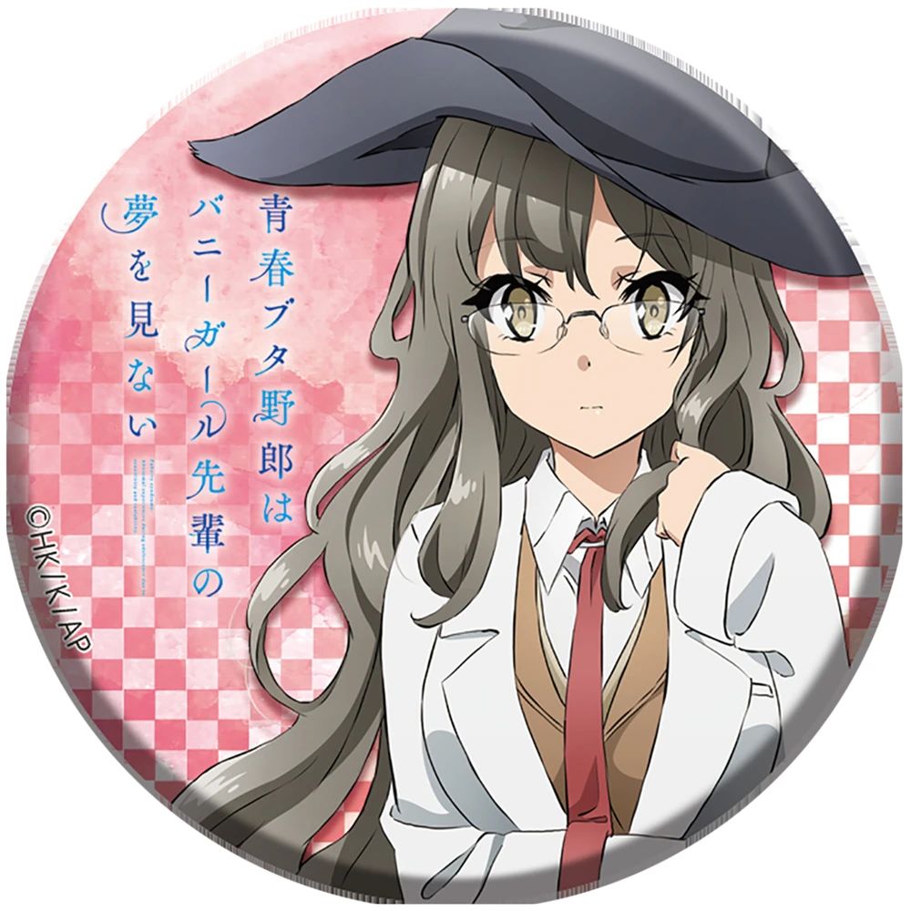 58 مللي متر أنيمي Seishun بوتا يارو: سانتا كلوز no Yume wo Minai تأثيري حلي شارة دبوس SPTE صفيح بروش الدعامة جيلف