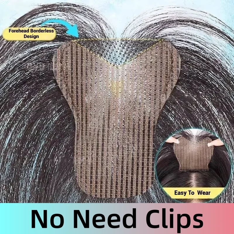 Topper per capelli con pasta magica per donne Frangia invisibile per capelli umani dall'aspetto naturale Frangia senza design a clip Coperture per la perdita dei capelli