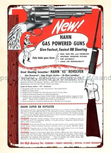 1959 New Hahn Gas Powered Guns metal tin sign brewery bar man cave club art