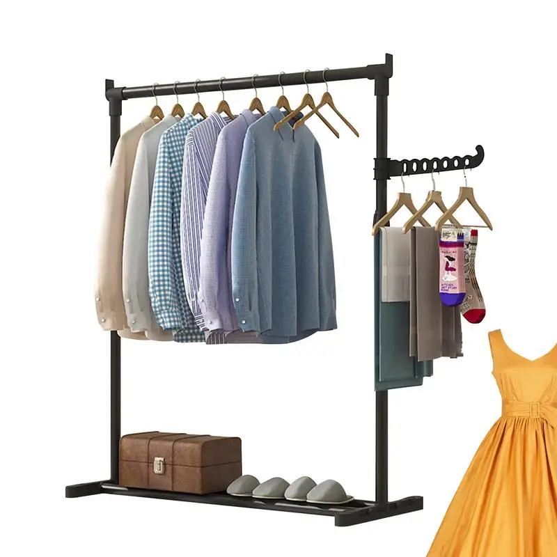 Telescopic Clothes Racks Heavy-Duty Metal Garment Rack Movable Clothes Rack Telescopic Floor Hanger Clothes racks for bedroom