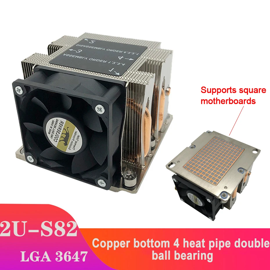 COOLSERVER S82 Disipador CPU 4 Tubos de Cobre 2U Intel LGA3647 - imagen 3