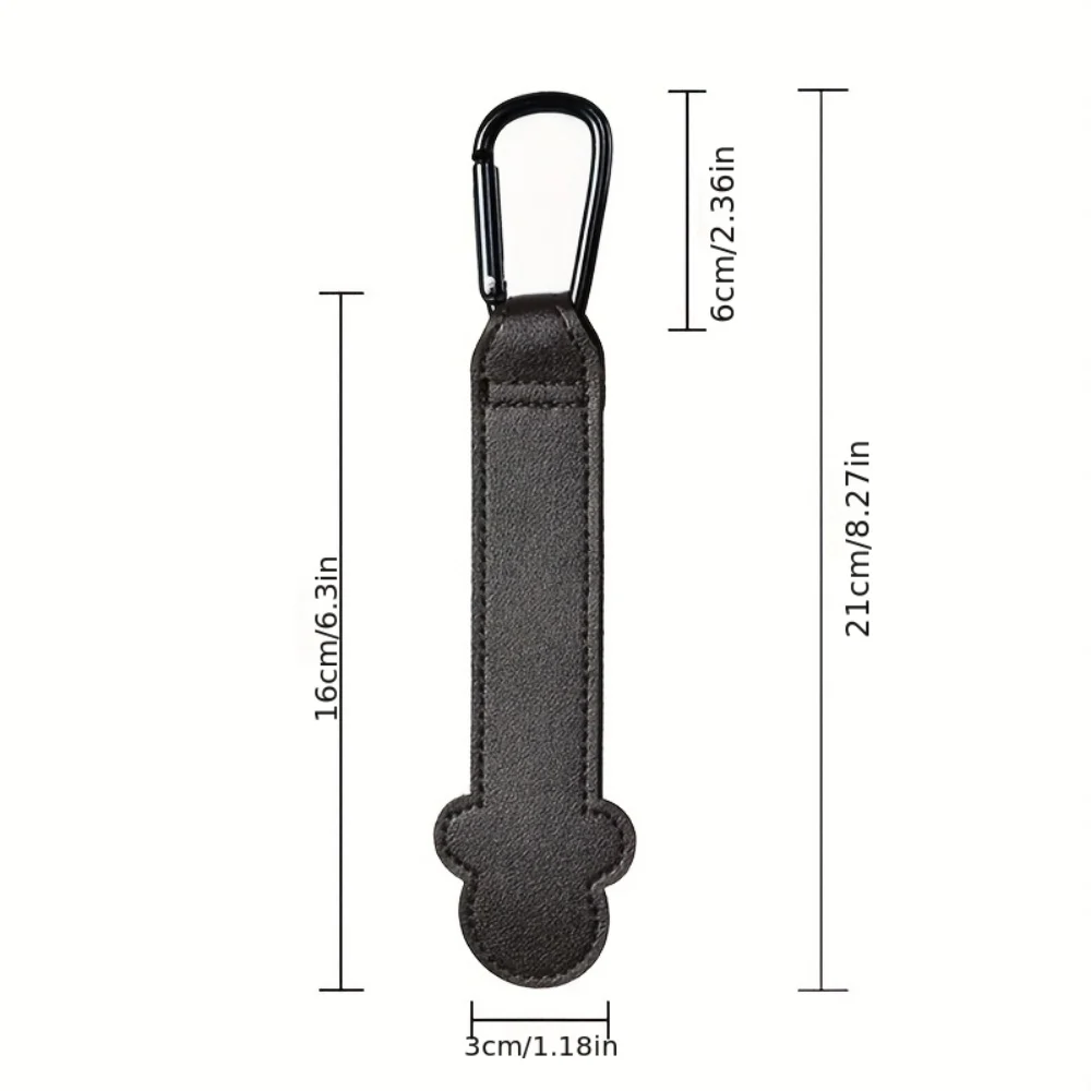 2 Pu Leather Stroller Hooks, Portable Car Seat Carabiner Hook with Velcro Fastener