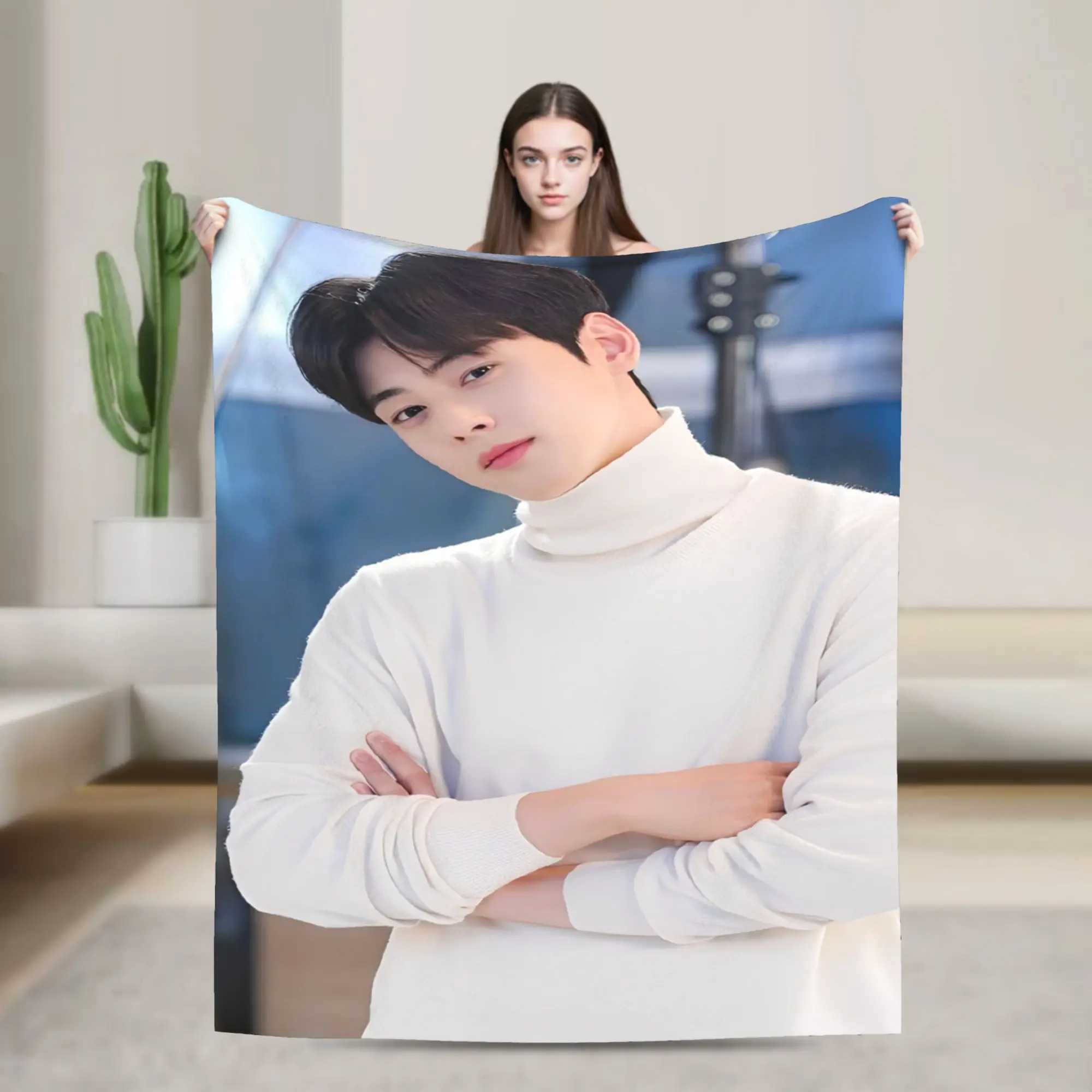 Comfort CHA EUN WOO kpop ASTRO idol Blanket Merch Home Decorative  Blanket Throw Warm Fleece for Office