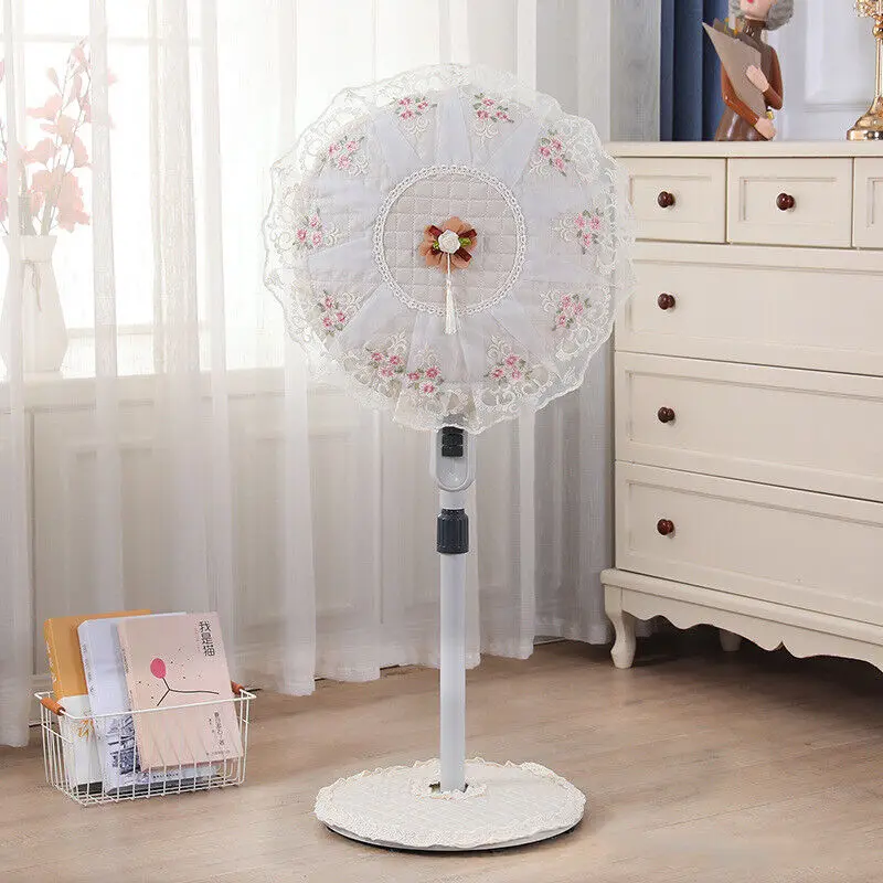 Lace Floral Floor Fan Covers, Electric Fan Dust Cover, Standing Fans Protection, All Inclusive Motor Style, New