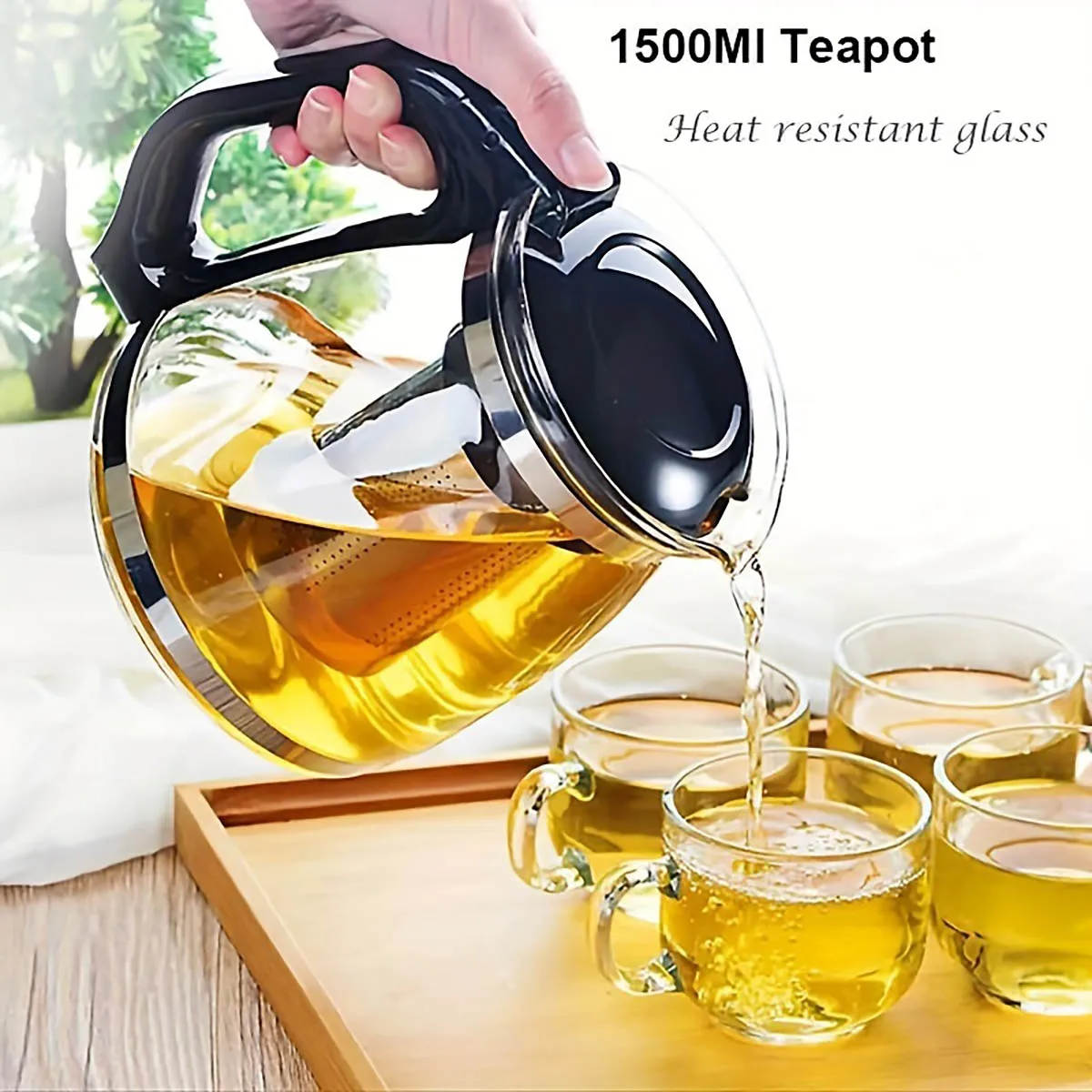 1pc High-Temperature Resistant Glass Teapot Large Capacity With Infuser  Tea Maker Heatproof Loose Leaf Tea Pot Convenient Use