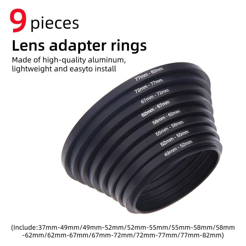 Universal UV CPL ND Lens Step Up Ring Camera Filter Adapter Ring 37-49-52mm 52-55mm 55-58mm 58-62mm 62-67mm 67-72mm 72-77mm 82mm