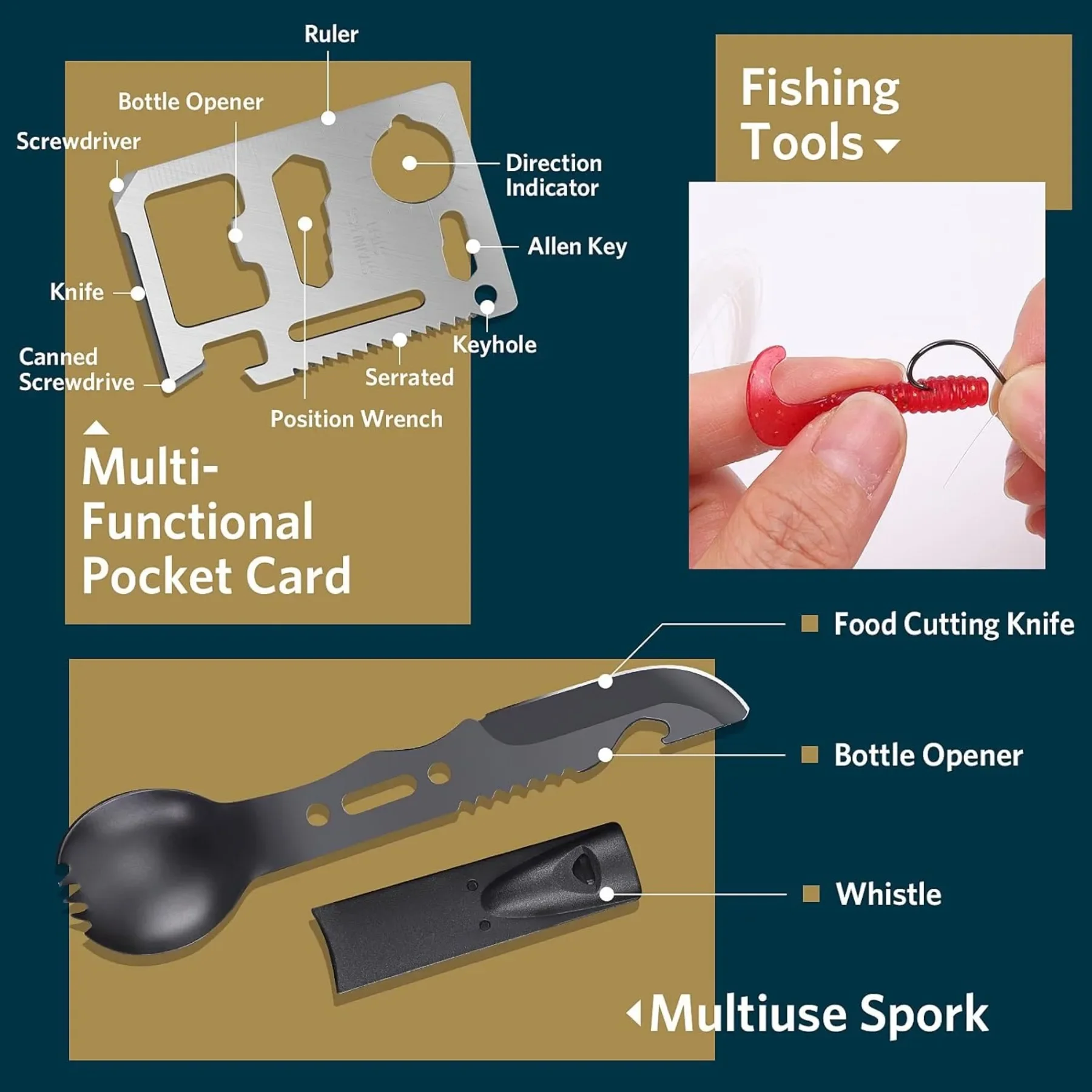 حزمة النجاة، 13 معدات وأجهزة متكاملة للبقاء على قيد الحياة، أدوات تكتيكية، تخييم، المشي لمسافات طويلة، الصيد، الاستكشاف في الهواء الطلق