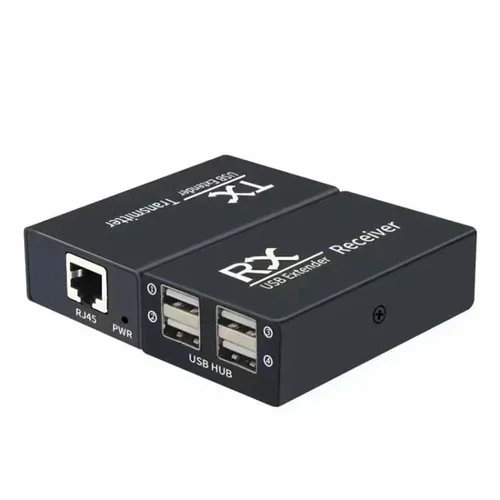 Imagen 2 del producto Extensor USB de 4 puertos, Cable RJ45 Ethernet CAT6, transmisor y receptor, Kit para ratón, teclado, escáner de impresora, 120M