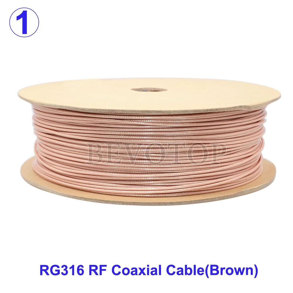RG316 Brown/White/Blue/Black/Red RFCoax Coaxial Cable 50 Ohm Low Loss for Crimp Connector Fast Shipping High Quality