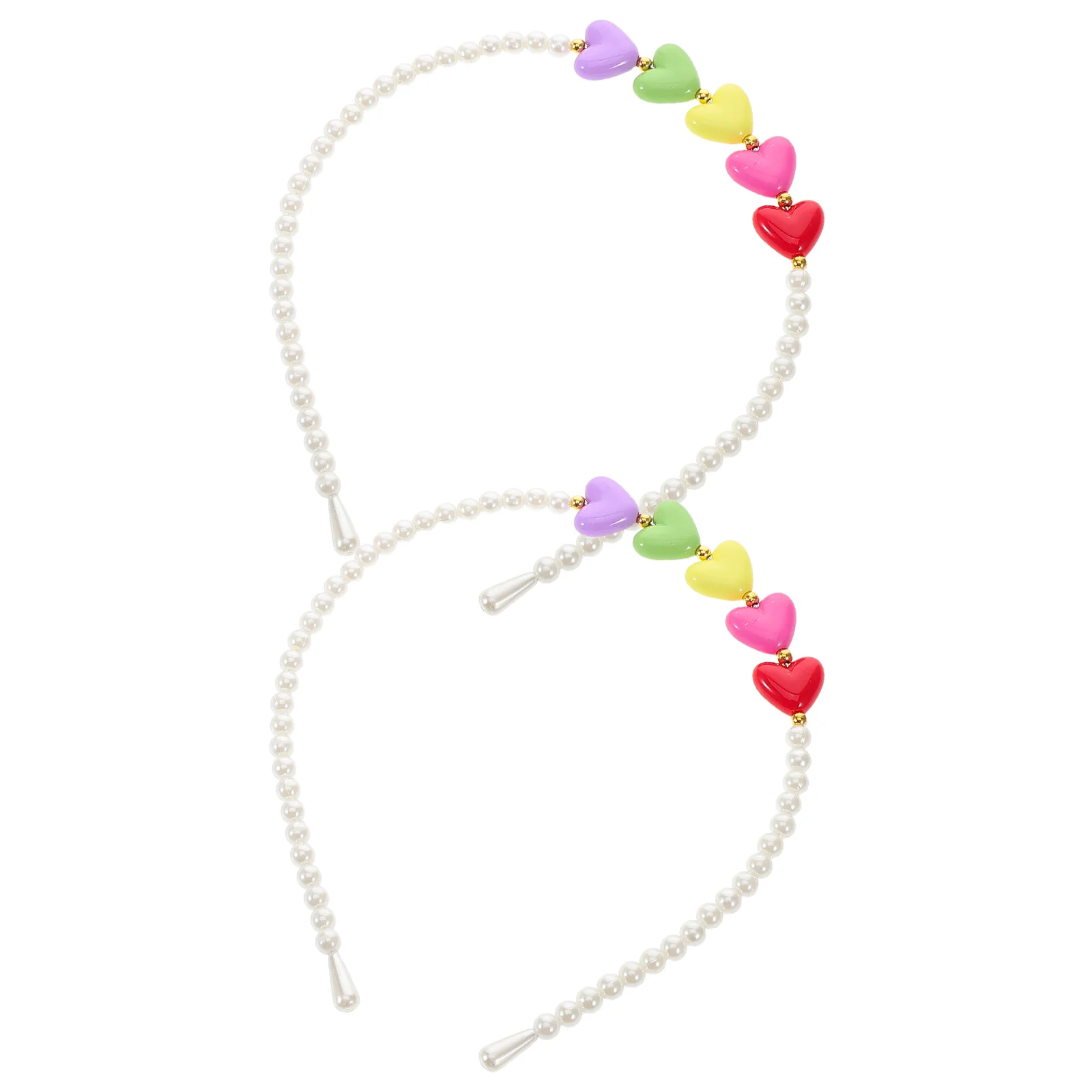 

2pcs Heart Shaped Headband Colorful Beads Valentine'S Day Hair Accessories Women Kids Party Wedding Red Glitter Headwear Boppers