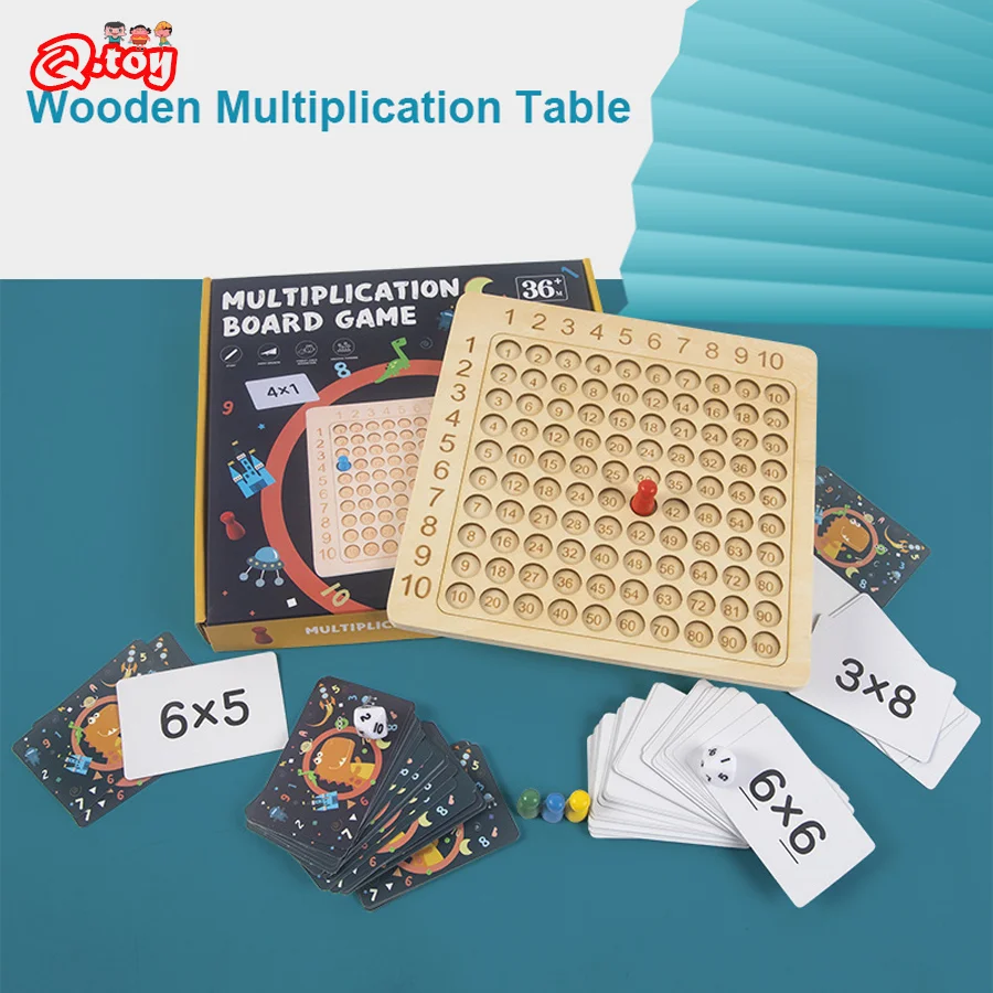 Montessori Learning Educational Toys Wooden Multiplication Board Game Kids Math Counting Hundred Board Interactive Thinking Game