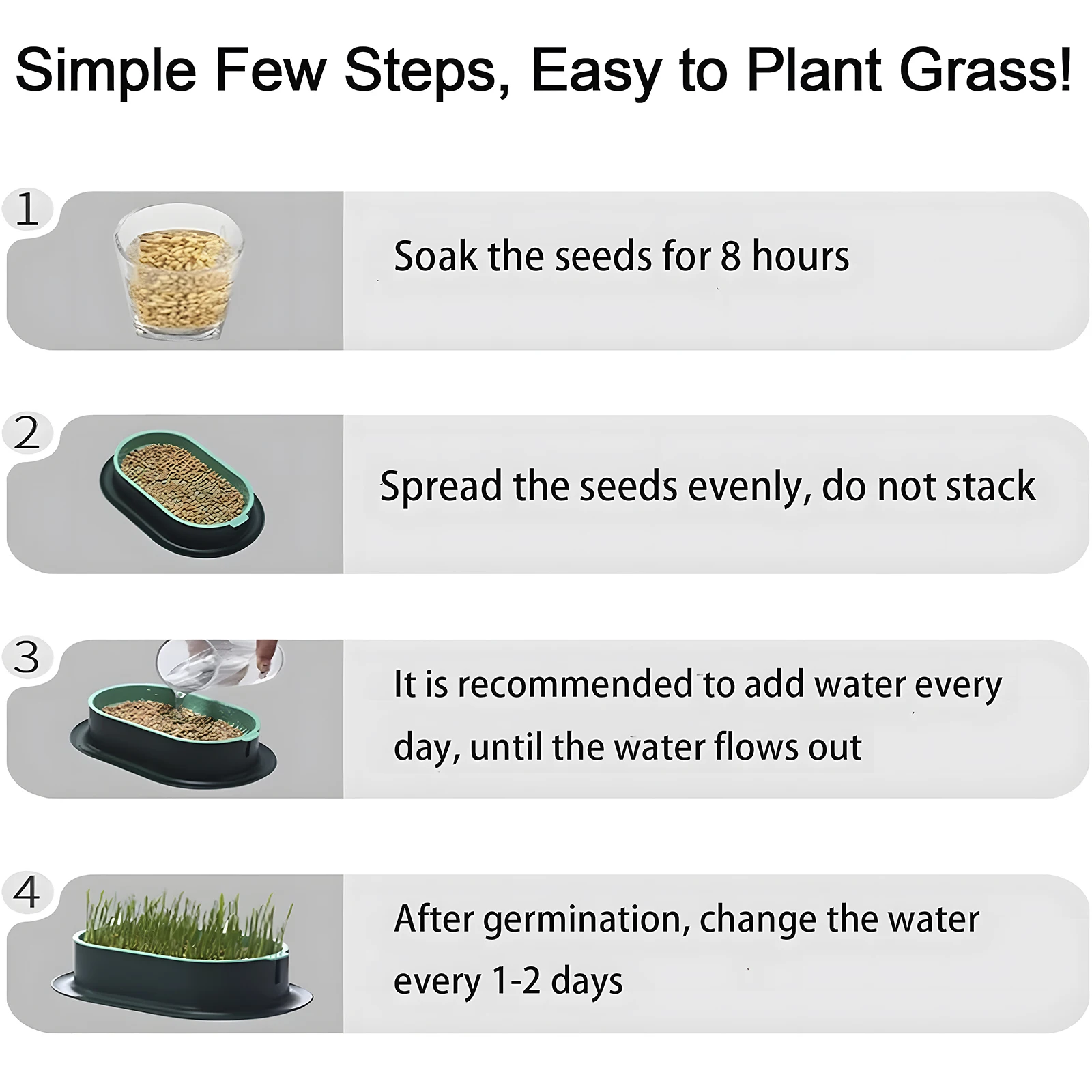 Cat Grass Planter,Cat Grass Kit, Cat Grass Growing Kit, Easy to Plant, No Seeds, Suitable for Indoor