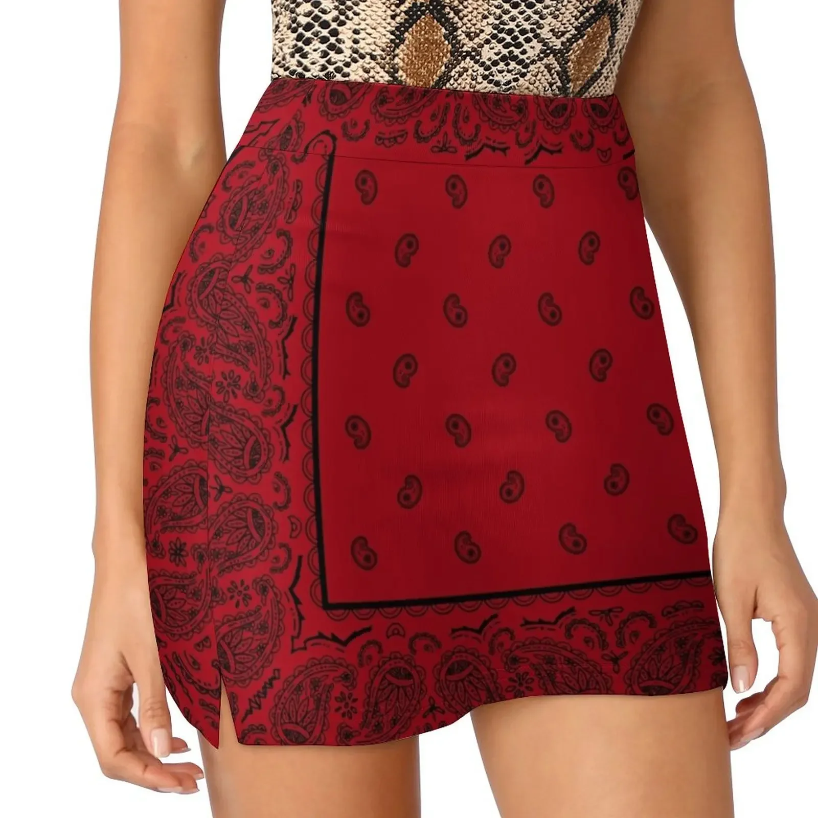

Red and Black Bandana Mini Skirt women's golf wear summer rave outfits for women elegant dresses for women Woman skirt