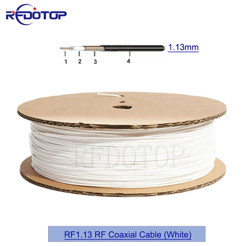 

White OD=1.13mm RF1.13 RF Coaxial Cable Pigtail 50 Ohm RF Coax Extension Cord Mini Wire for IPEX1 IPEX3 IPEX4 MHF4 Connector