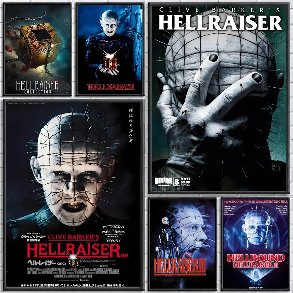 Movie Hellraiser Poster Self-adhesive Art Waterproof Paper Sticker Coffee House Bar Room Wall Decor