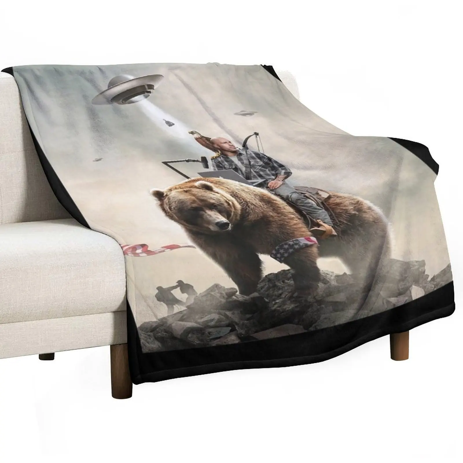

Joe Rogan Riding A Bear (+ Aliens) Throw Blanket Soft Big Plaid on the sofa Quilt Single Blankets