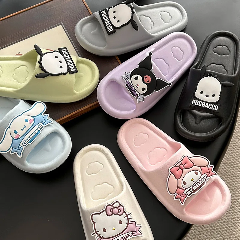Soft EVA Sole Cartoon Cute Slippers Comfortable Thick Kuromi Melody Cinnamoroll Antislip Sweet Style image 4