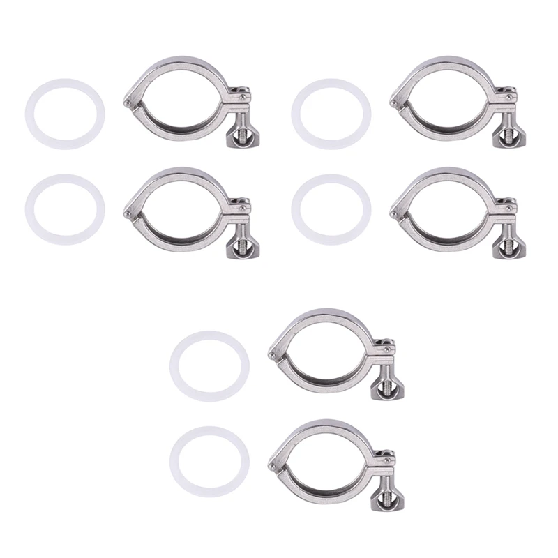 

6Pcs Tri-Clamp Steel Single Pin Heavy Duty Tri Clamp With Wing Nut For Ferrule TC With Silicone Gasket 2 Inch