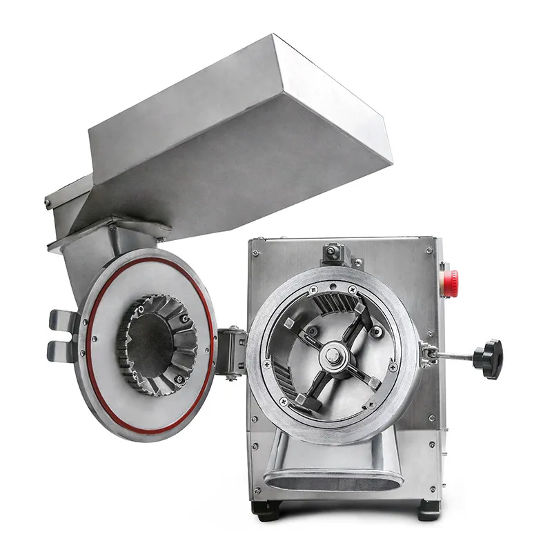 

Water cooled grinding machine, continuous crushing design for herbal materials and fine powder production.