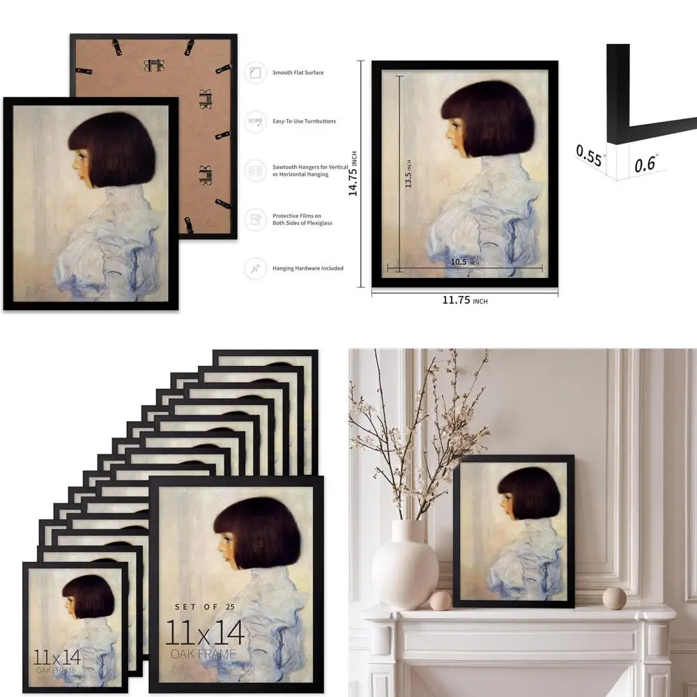 25 Black Wooden Poster Frames for Wall Art Display