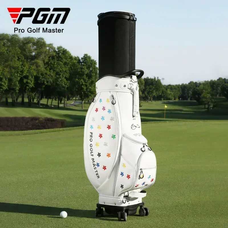 

PGM Golf Women's Bag Expansion Bag Four Wheel Flat Push Air Cargo High end Embroidered Golf Bag
