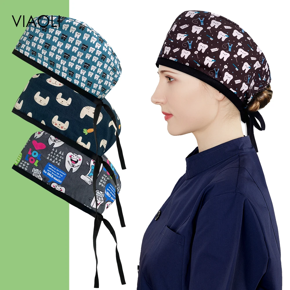 Gorro médico con estampado personalizado de dientes para mujer, mono Dental, gorro de clínica, exfoliante, enfermería, accesorios de enfermera de alta calidad