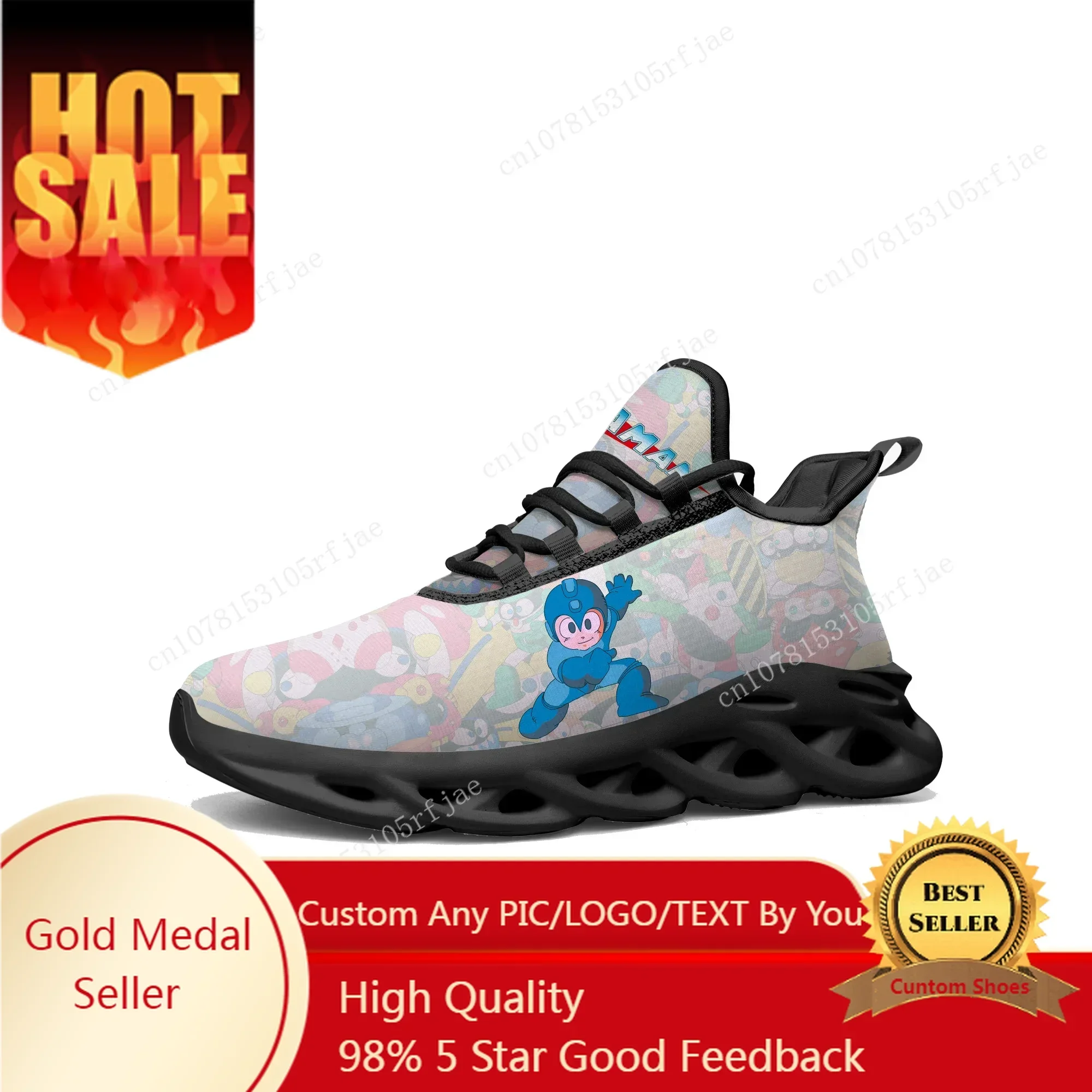 

Mega Man Megaman Flats Sneakers Cartoon Game Mens Womens Sports Running Shoes Tailor Made Lace Up Shoes
